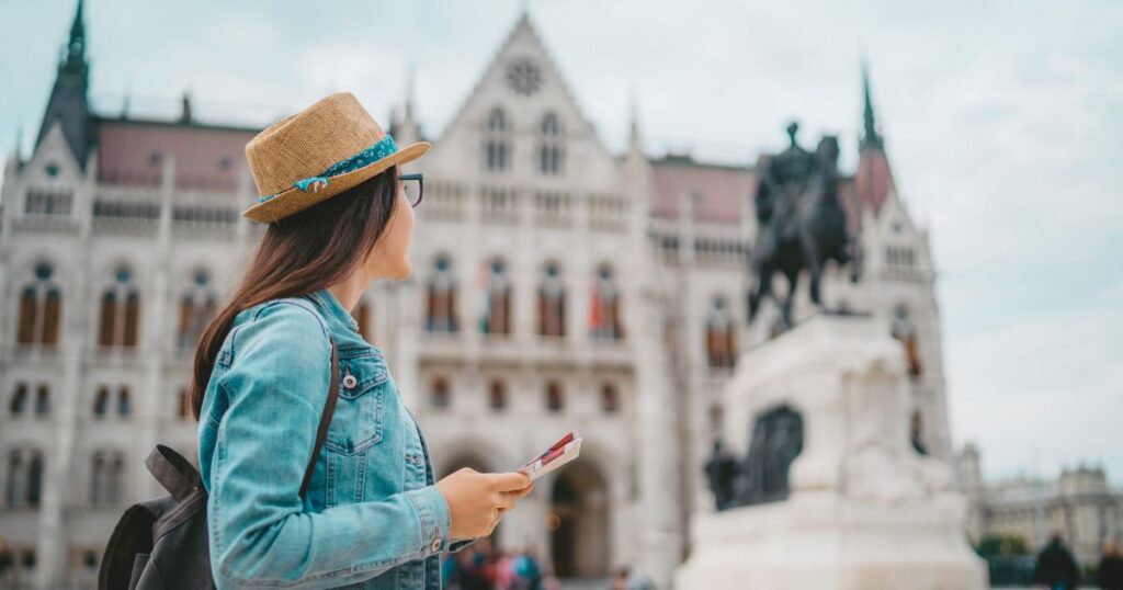 digital nomad woman exploring a new city
