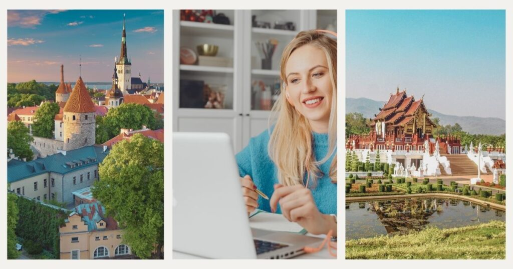 digital nomad woman working online