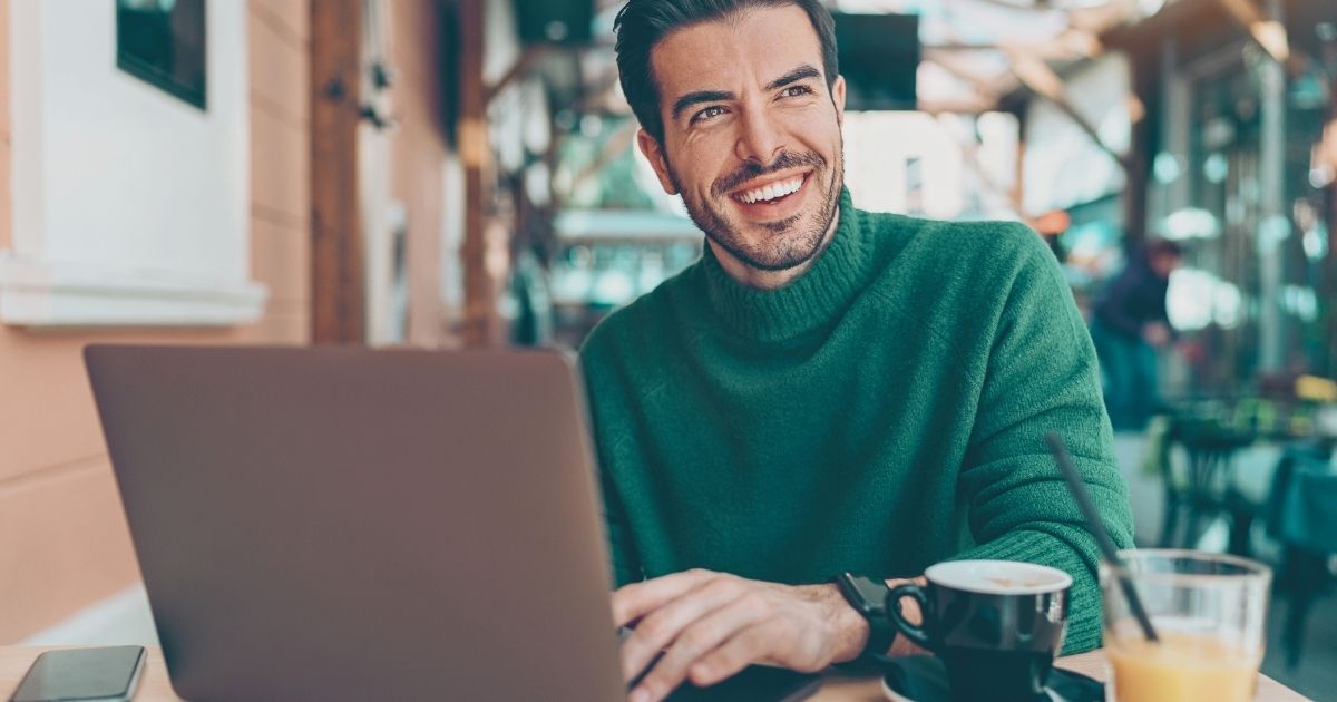 digital nomad man working from Portugal