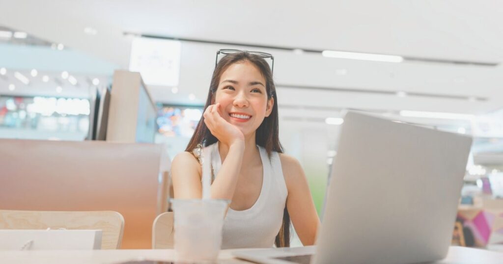 digital nomad woman working from anywhere