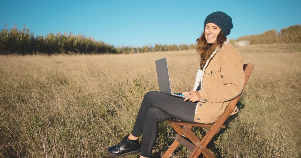 digital nomad woman working from anywhere