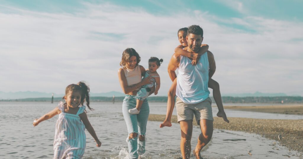 digital nomad family with children traveling safely