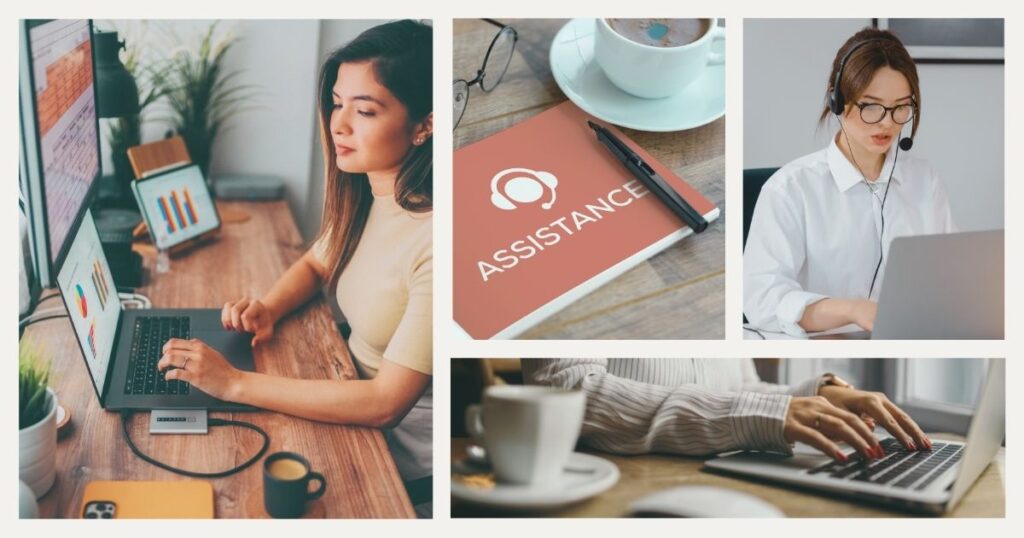 women working remotely as a virtual assistant