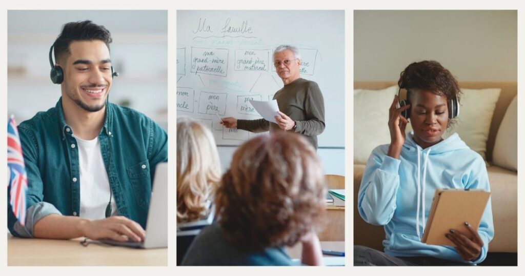 personas teniendo clases de idioma online 