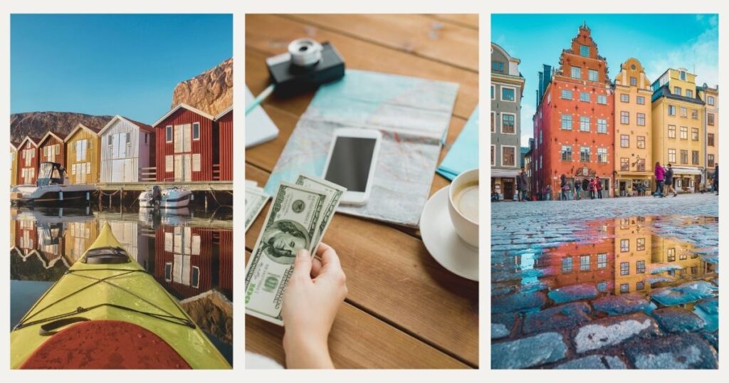 persona calculando el costo de viajar a Suecia