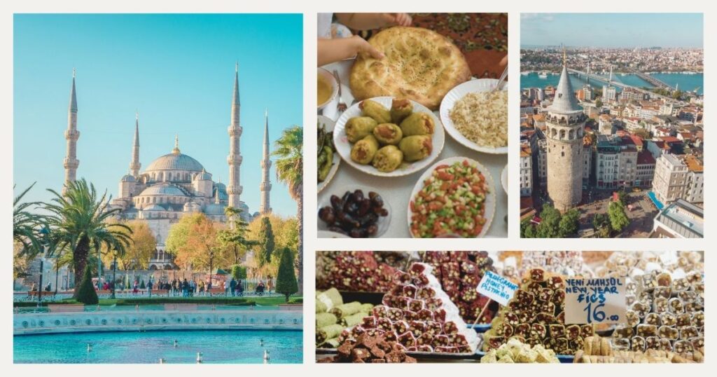 edificios y comidas tipicas en Istanbul