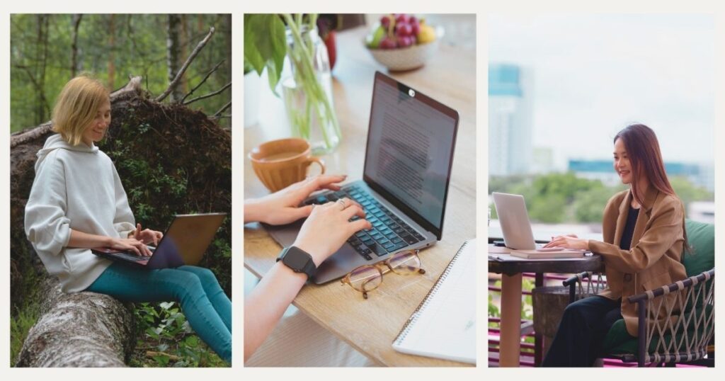 mujeres nomadas digitales organizando su rutina de trabajo