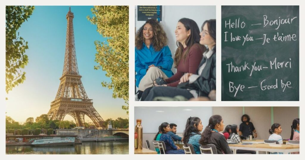mujeres aprendiendo los saludos en Frances
