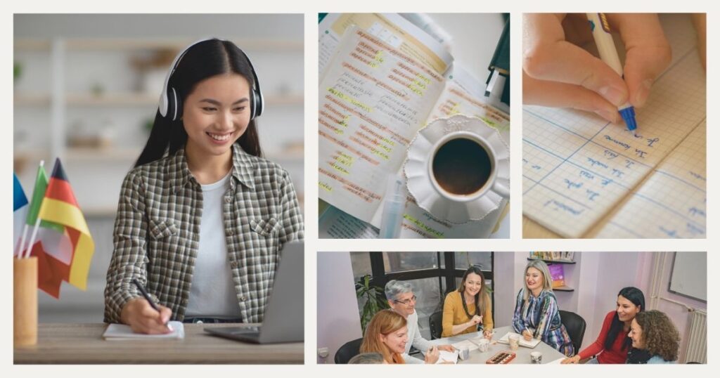 personas estudiando idiomas online