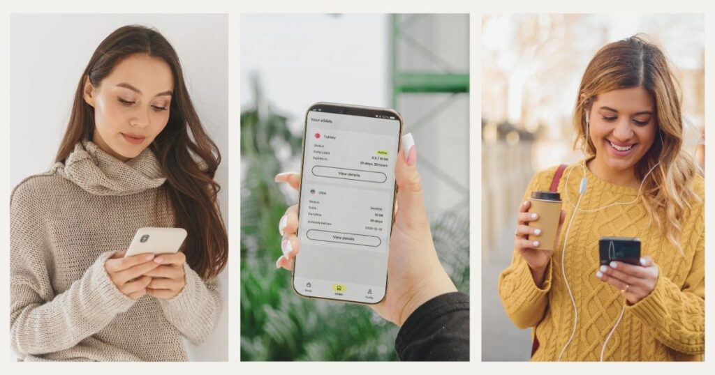 mujer joven activando esim em Samsung