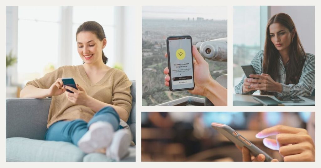 mujer navegando en internet con una esim