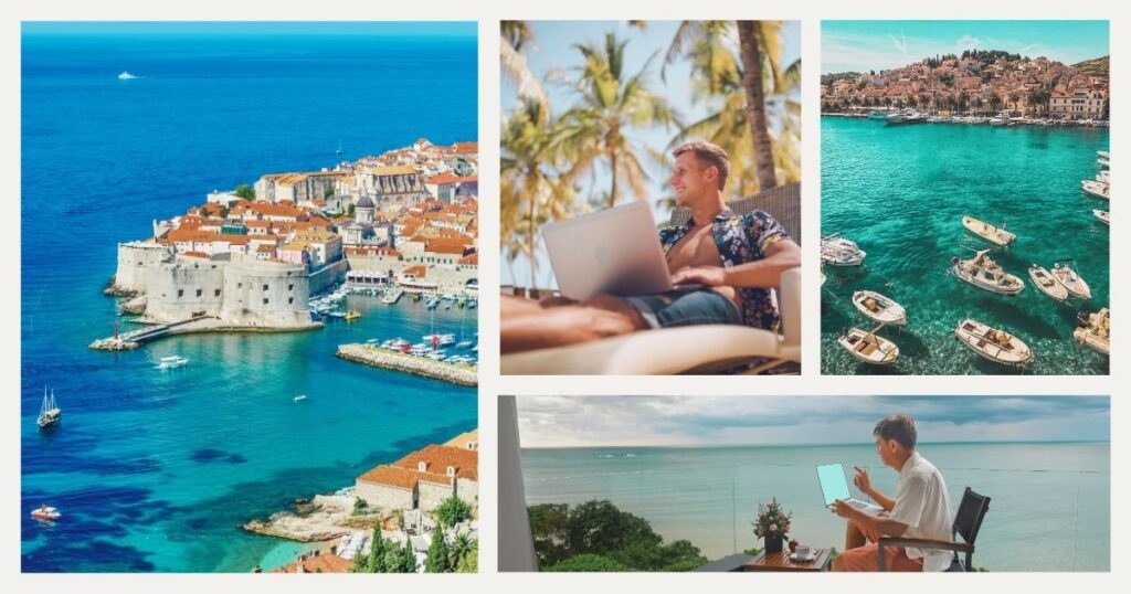 nomadas digitales trabajando remoto desde playas en Croacia