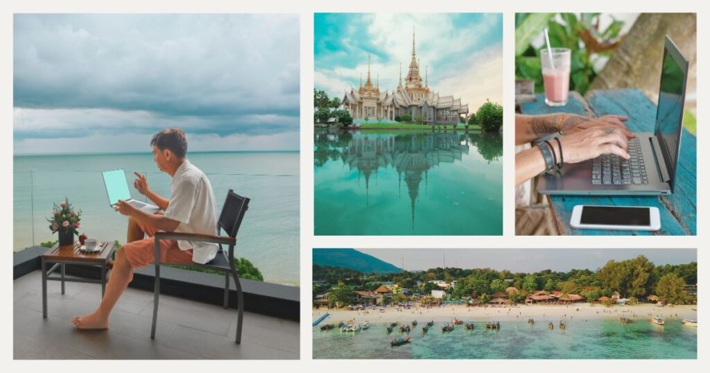 hombre trabajando remoto desde Tailandia