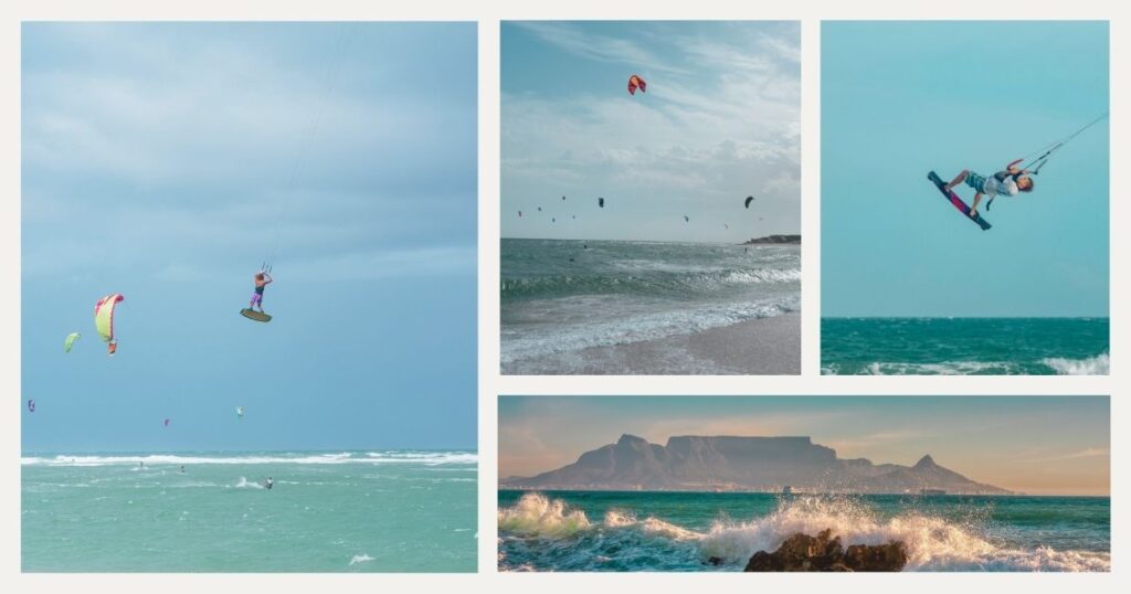 personas haciendo kitesurf en Ciudad del Cabo, Sudáfrica