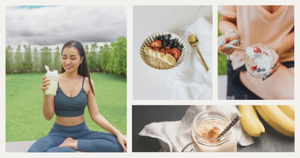 mujer comiendo un desayuno energetico saludable
