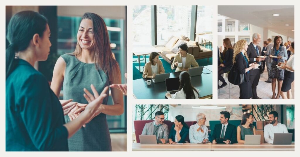 personas nomadas digitales haciendo networking en grupos