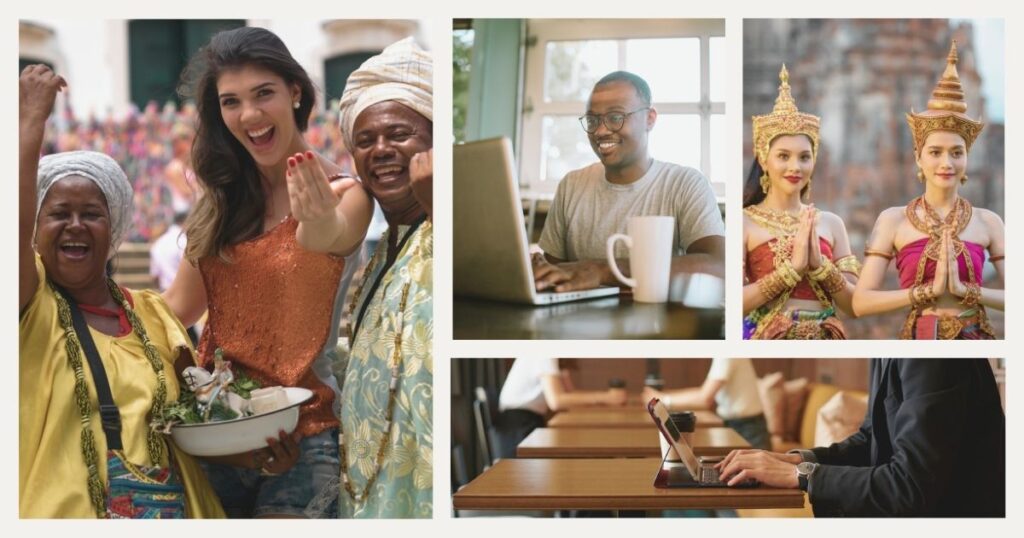 personas nomadas digitales disfrutando de nuevas culturas