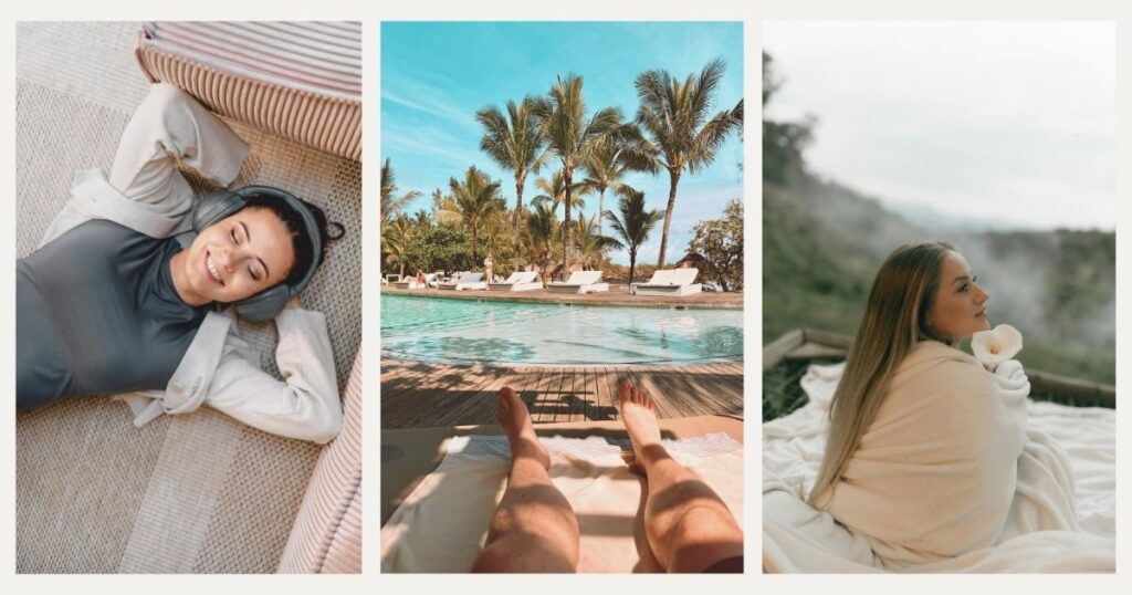 nomadas digitales aprovechando para relajar y descansar despues de un dia de trabajo