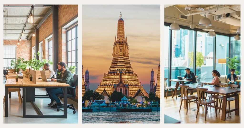 personas trabajando desde un coworking en Bangkok