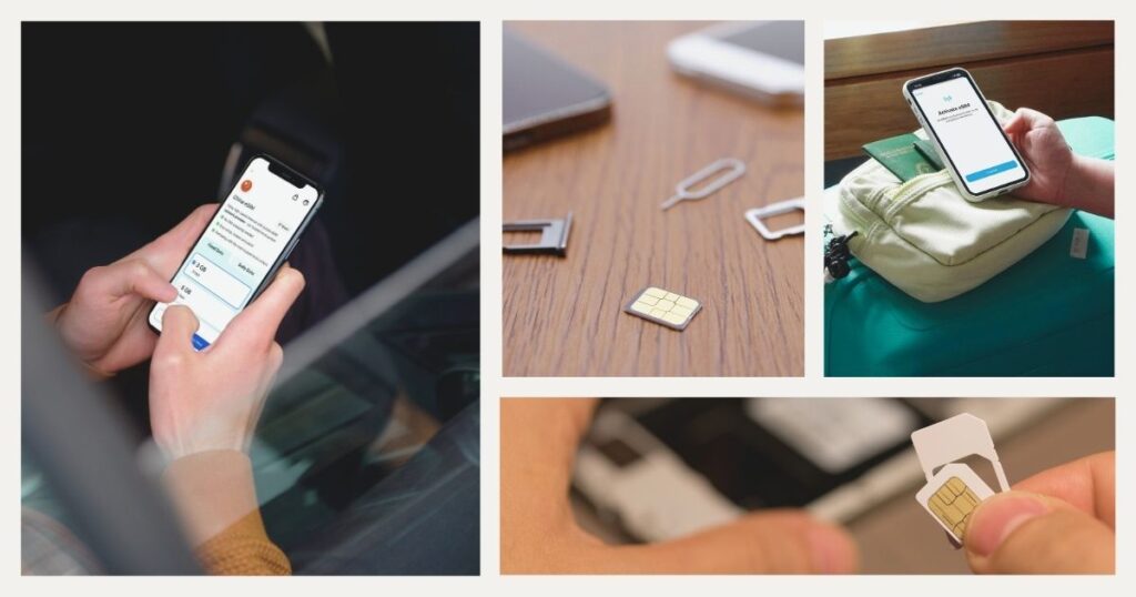 personas navegando en internet con SIMs y esims en sus celulares