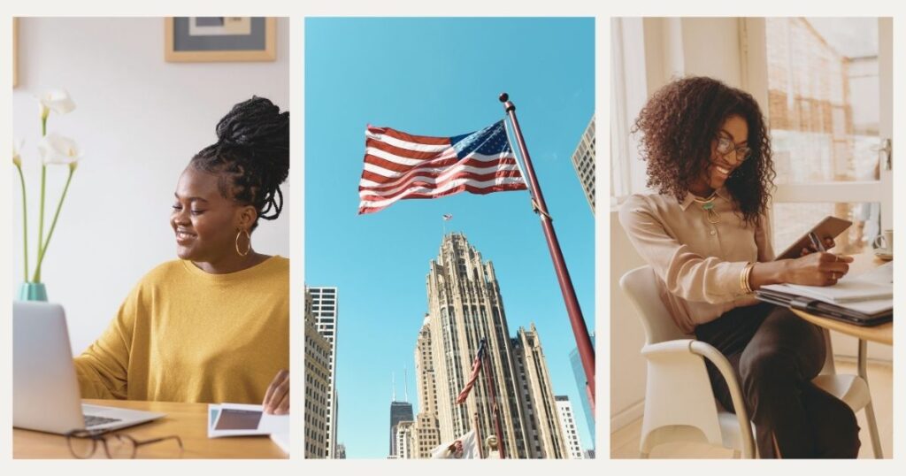 mujeres buscando trabajo remoto en Estados Unidos