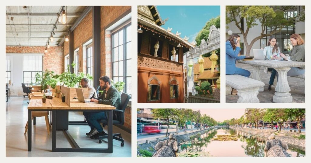 personas trabajando desde un coworking en Chiang Mai