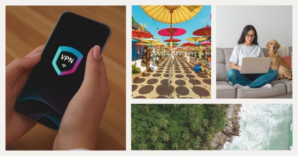 mujer usando vpn para teletrabajar en Tailandia