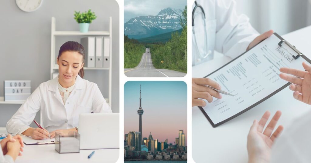 mujer presentando los tipos de seguros de viaje para Canadá
