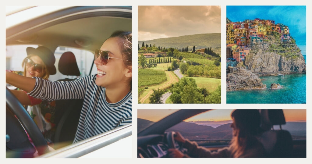 young woman driving in Italian roads with a foreign license