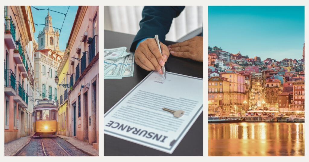 man signing the travel insurance form in Portugal