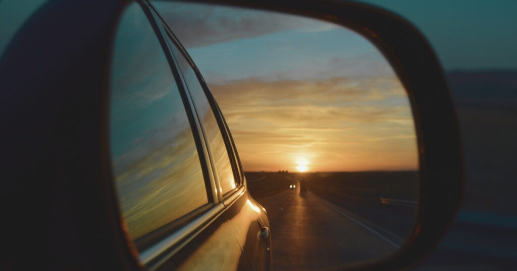 driving at sunset in Italy