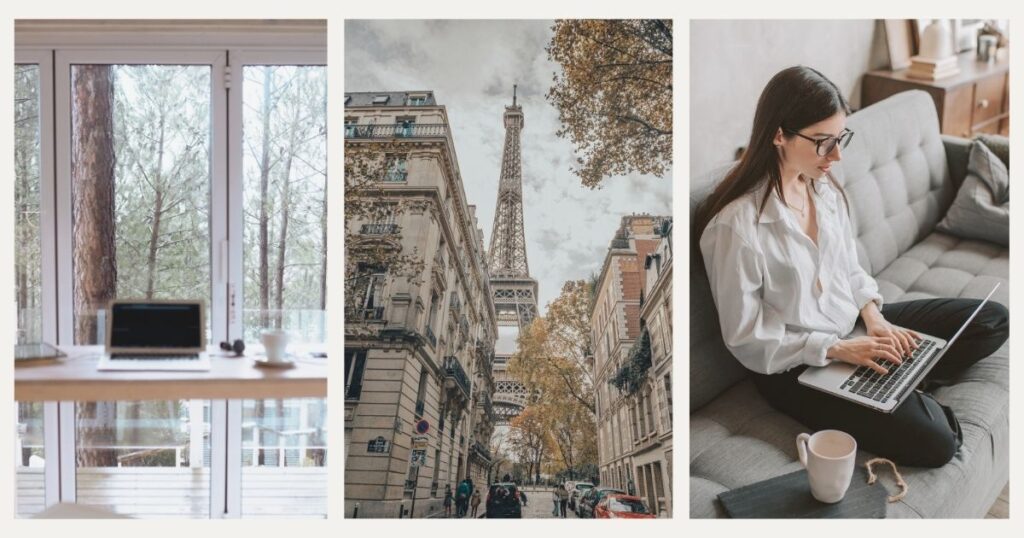 woman working remotely from France as a digital nomad