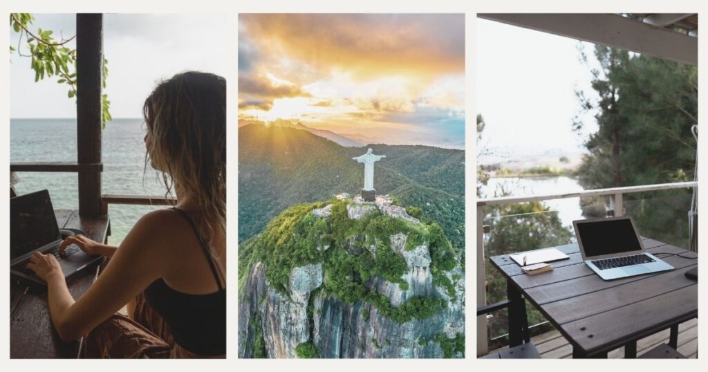 young woman working remotely from Brazil
