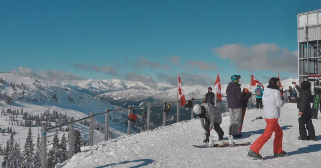 turists enjoying the winter time in canada