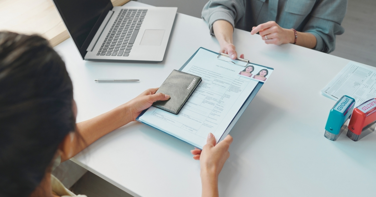 woman applying for visa in the UK