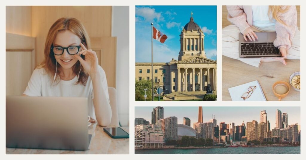 young woman working remotely as a digital nomad in Canada