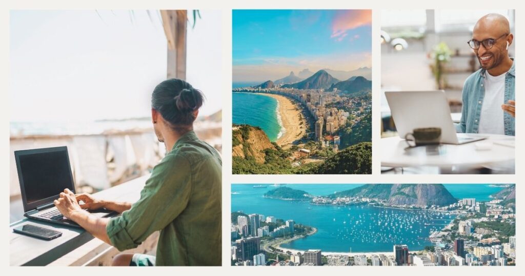 men working remotely and living as a digital nomad in Brazil