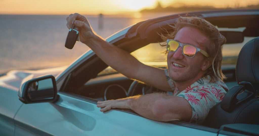 man driving a rental car in Brazil