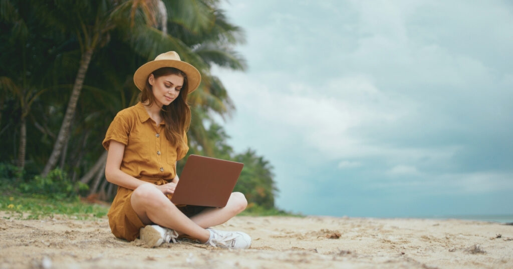 young woman working with her laptop