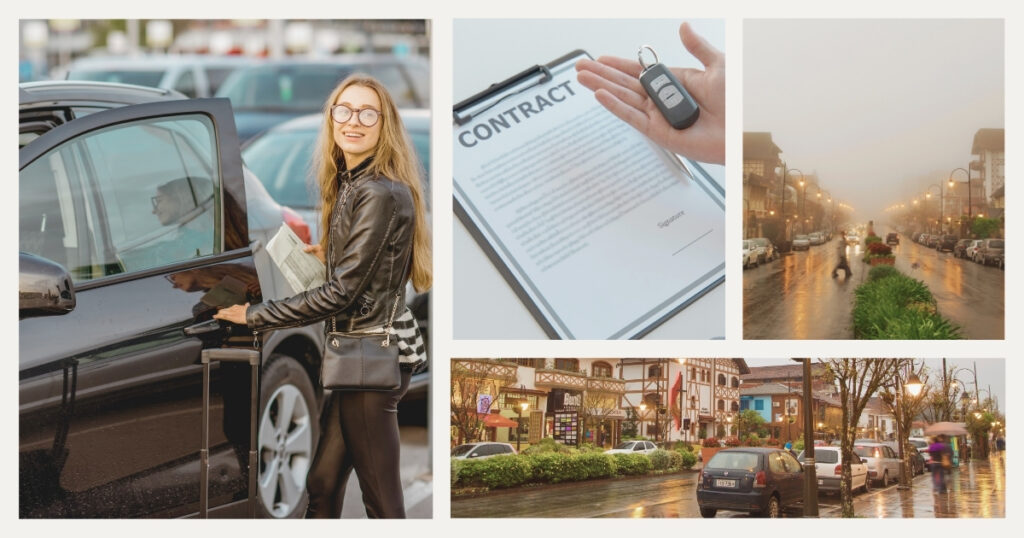 woman renting a car in Brazil