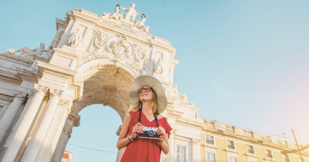 woman traveling in Portugal