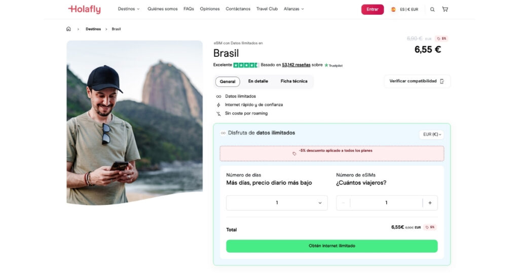 internet con la esim de Holafly Brasil