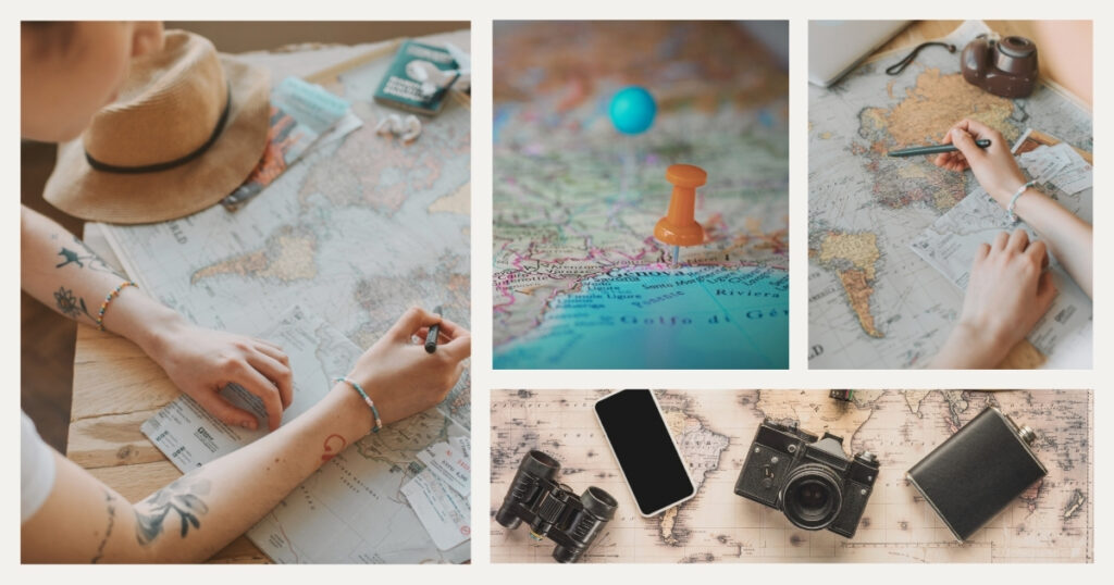 person creating a travel itinerary