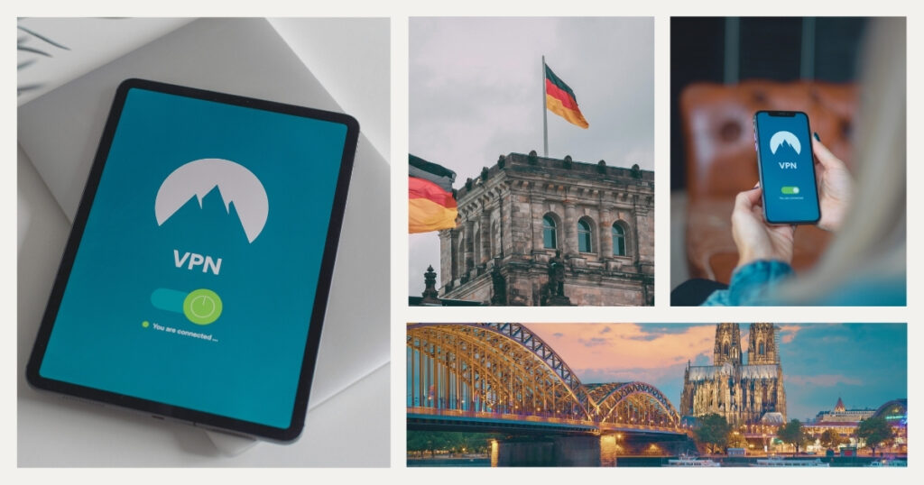 mujer usando vpn mientras viaja a Alemania