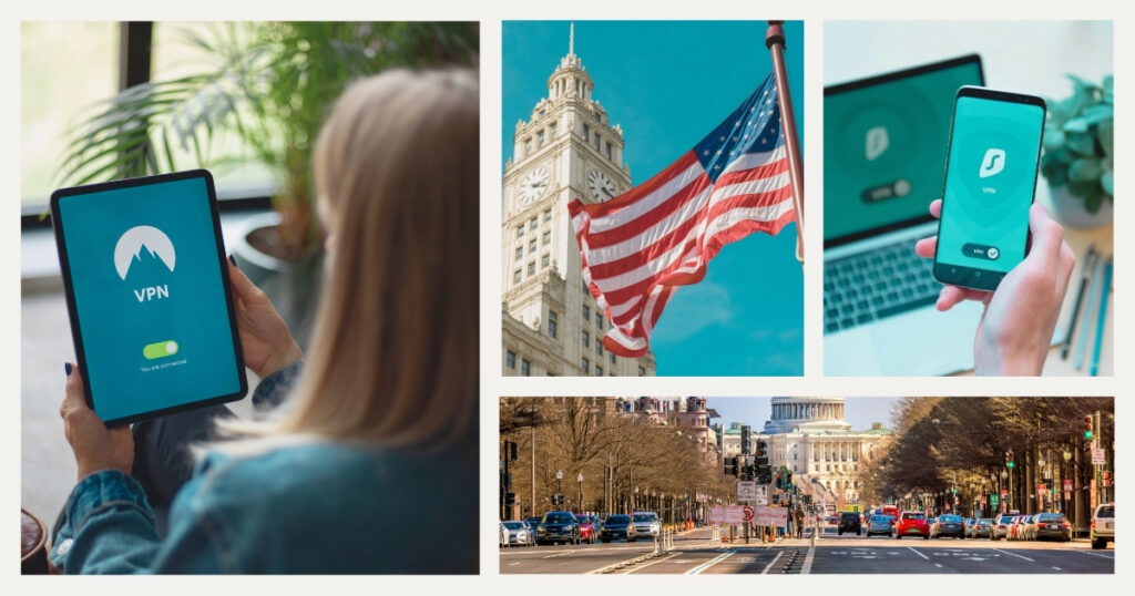 mujer usando vpn en Estados Unidos