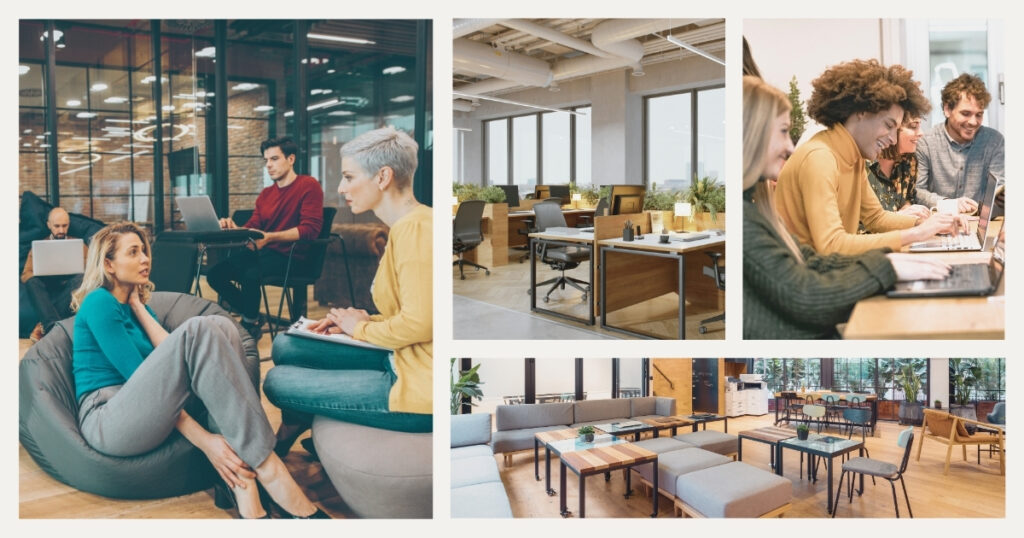 personas trabajando juntas desde un coworking