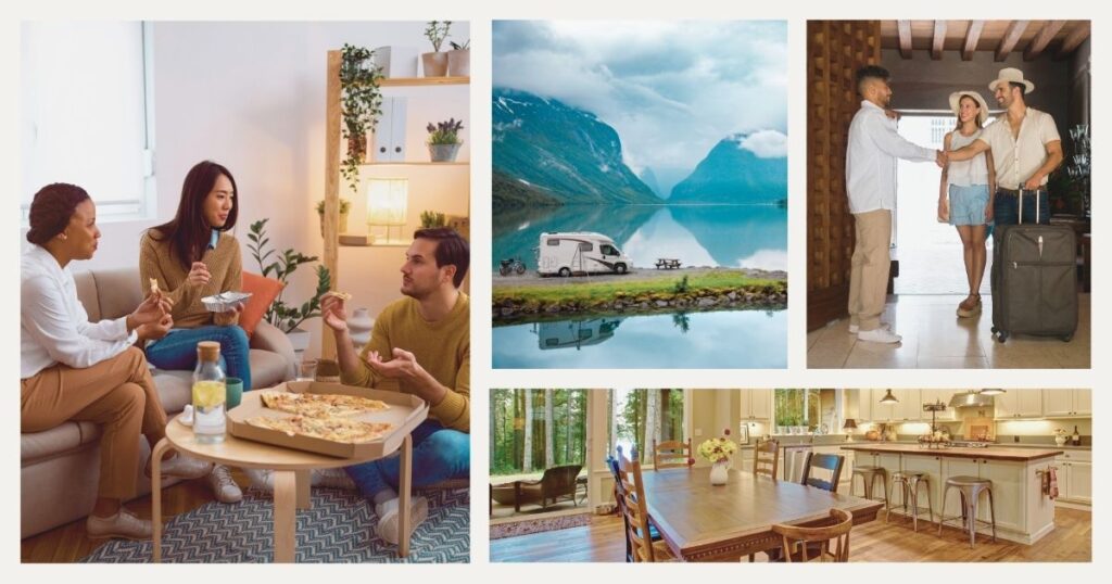 people hanging out in a nice accommodation for digital nomads