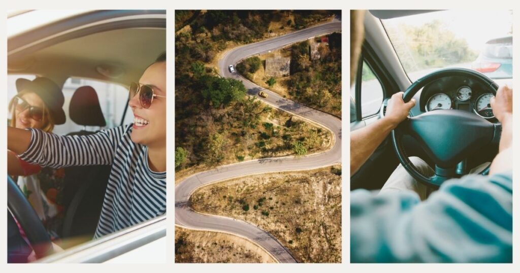 woman driving a rent car in Portugal and with a good insurance