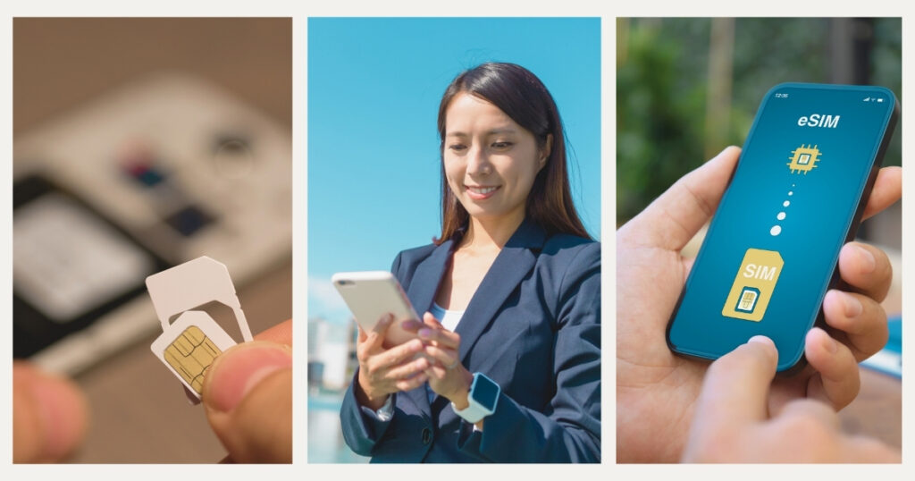 woman navigating on internet with a prepaid sim card