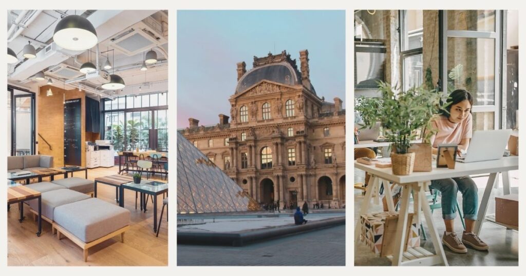 mujer trabajando remoto desde un coworking Paris